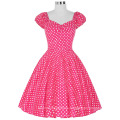 Belle Poque Lager V-Ausschnitt Baumwolle Vintage Retro Polka Dots 50s Baumwollkleid BP000067-4